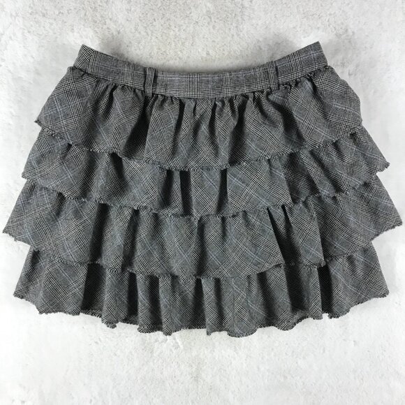 J.CREW Vintage Wool Plaid Ruffled Mini Skirt Size 0 - Picture 2 of 6